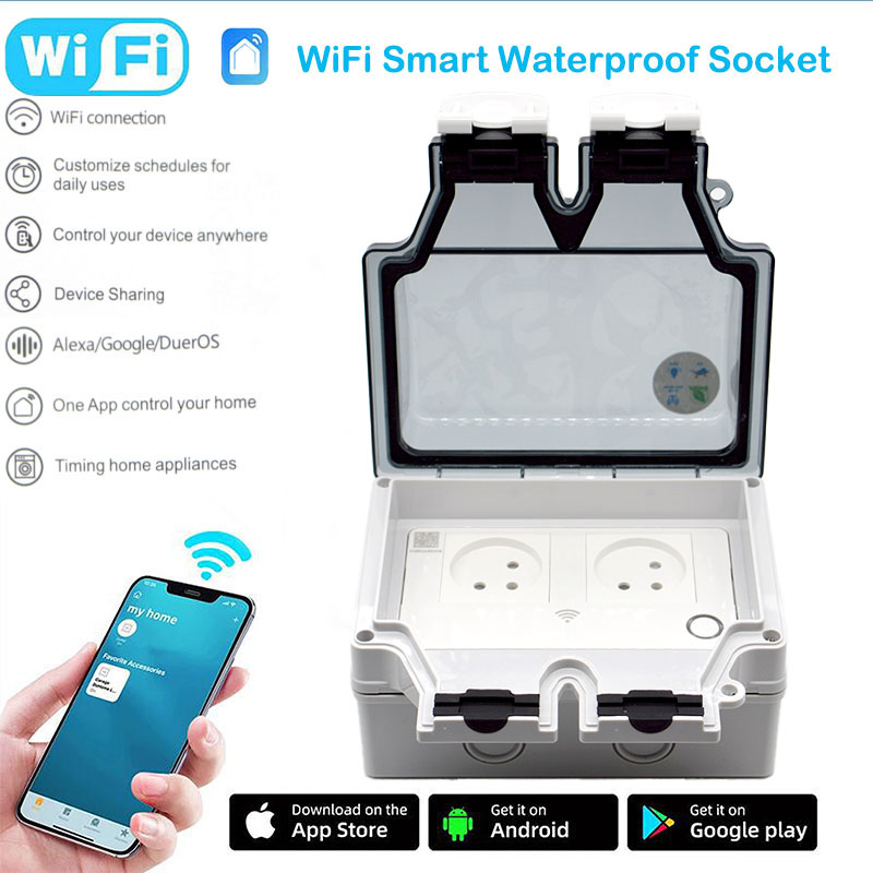 Outdoor Power Outlet Wifi - 16A Smart Socket IP66 Waterproof Plug