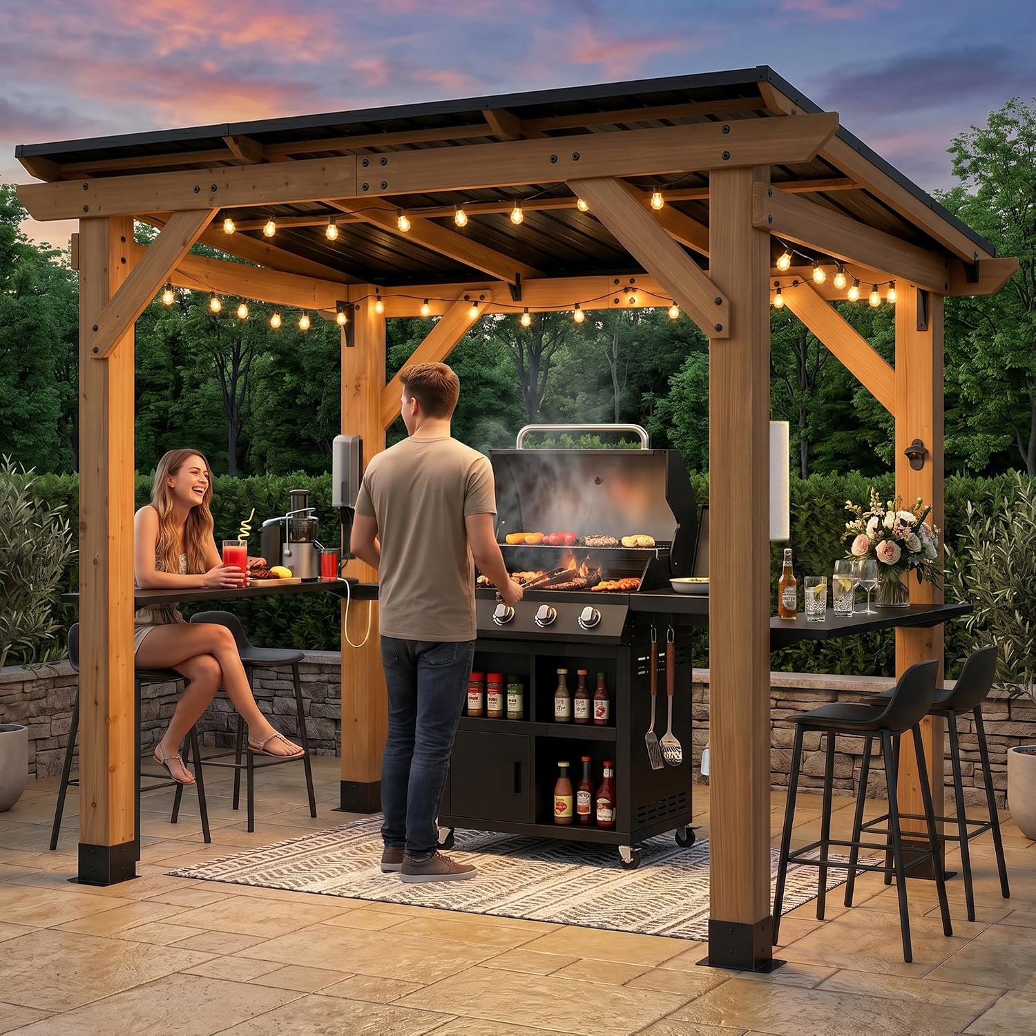 Cedar Wood Grill Gazebo 6x8 FT - Outdoor Power For Gazebo recension och pris