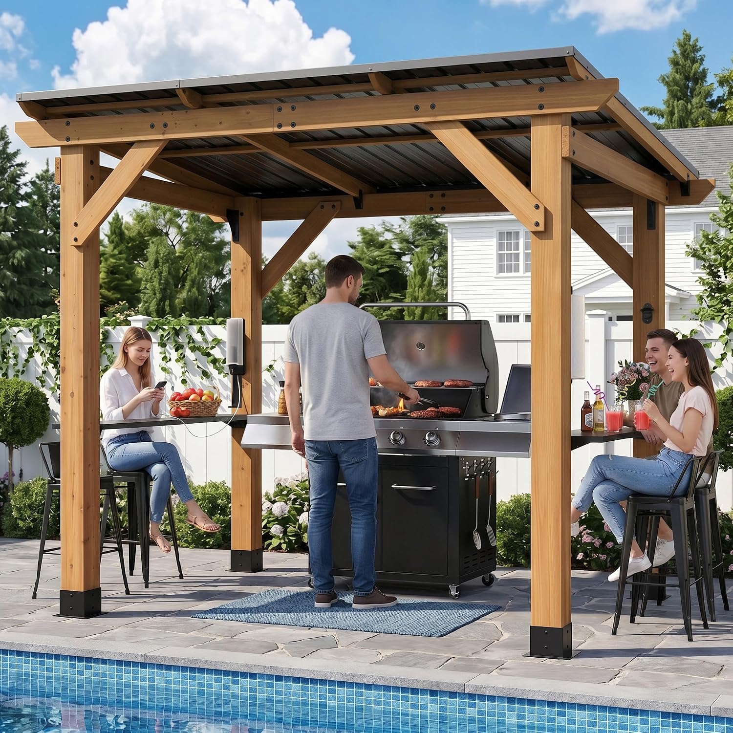Cedar Wood Grill Gazebo 6x8 FT - Outdoor Power For Gazebo recension och pris